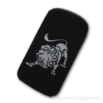 Mobile Phone Pouch, Made of Velvet or Flannel, Overlapped Pouch Mouth and Silkscreen Prints